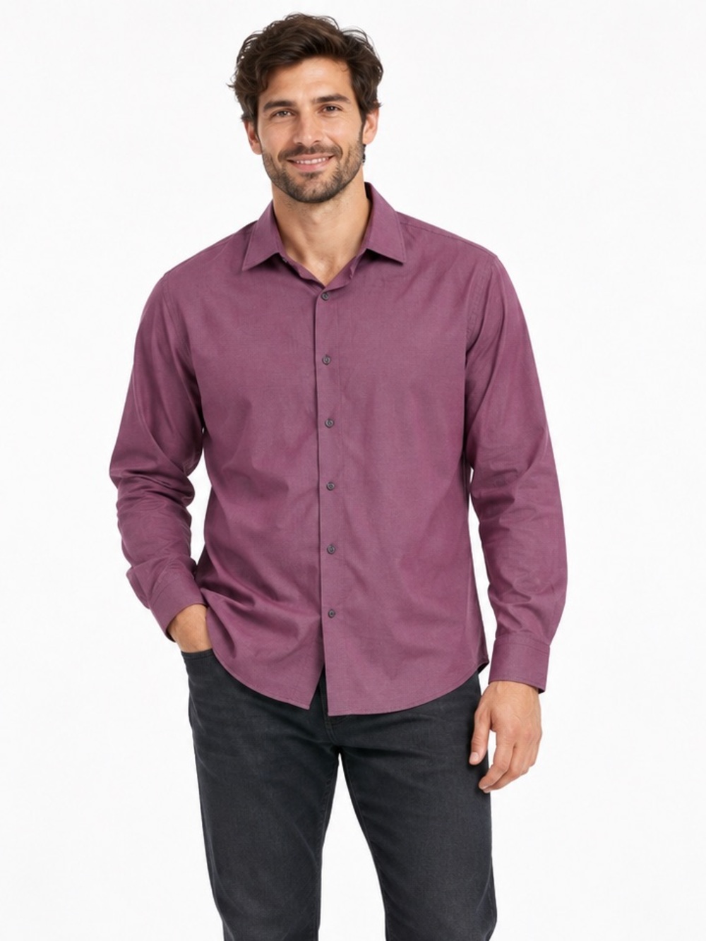 Banana Republic Non-Iron Slim Fit Shirt Purple Micro Check Men’s XL